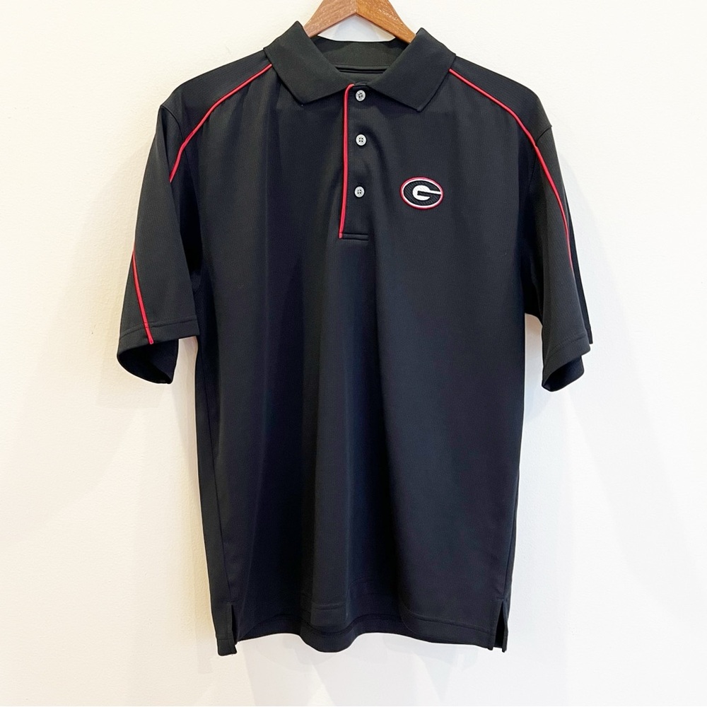 Georgia Bulldogs Polo Shirt Mens Medium Black Red PGA Tour Golf NCAA UGA